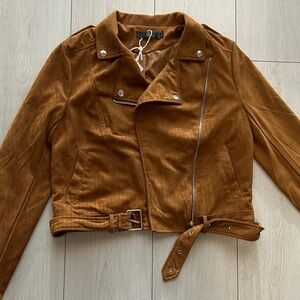 Missguided Brown Suede Leather Jacket
